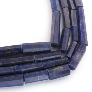 1 Long Strand Lapis Faceted Briolettes - Tube Shape  Briolettes -44mm-6mm - 14 Inches BR520