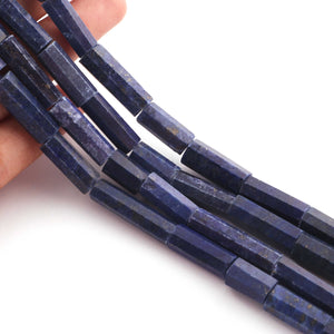 1 Long Strand Lapis Faceted Briolettes - Tube Shape  Briolettes -44mm-6mm - 14 Inches BR520