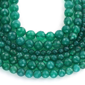 1 Strand Green Onyx Faceted Ball Beads-  Round Ball Beads 4mm-7mm 10 Inches BR516