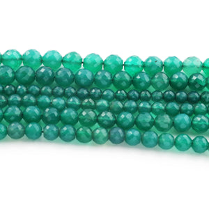 1 Strand Green Onyx Faceted Ball Beads-  Round Ball Beads 4mm-7mm 10 Inches BR516