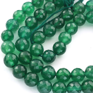 1 Strands Green Onyx Faceted Ball- Green Onyx  Ball Beads 8mm 9 Inches BR510