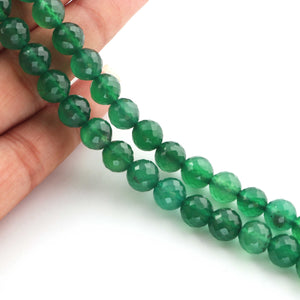 1 Strands Green Onyx Faceted Ball- Green Onyx  Ball Beads 8mm 9 Inches BR510