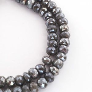 1 Long Strands Gray Moonstone Silver Coated Faceted Rondelles - Gray Moonstone Roundelle Beads 6mm 15 Inches BR501