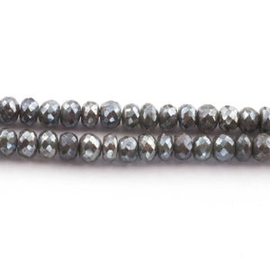 1 Long Strands Gray Moonstone Silver Coated Faceted Rondelles - Gray Moonstone Roundelle Beads 6mm 15 Inches BR501