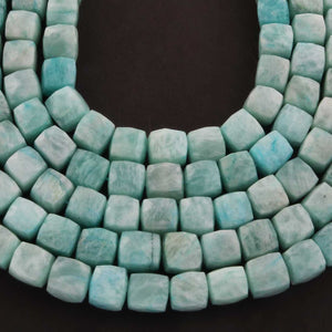 1 Long Strand Amazonite Faceted Cube Briolettes  - Faceted Briolettes  8mm  15 Inches long BR679