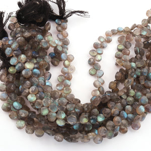 1 Strand Labradorite Faceted Coin Briolettes - 6mm-7mm 10 Inches BR675