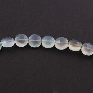 1 Strand Aqua Chalcedony Faceted Coin Briolettes -Shape Coin -10mm 7.5 Inches BR675