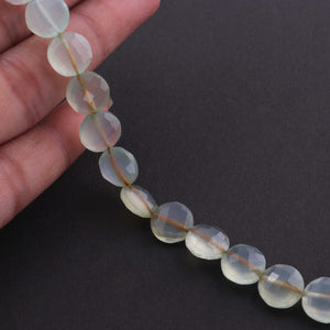 1 Strand Aqua Chalcedony Faceted Coin Briolettes -Shape Coin -10mm 7.5 Inches BR675