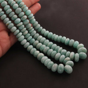 1 Strand Amazonite Smooth  Rondelles ,Round Beads,Roundel Beads 7mm-14mm 18 Inches BR662