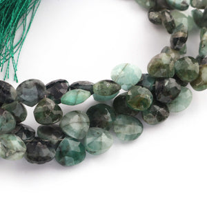 1  Strand Shaded Emerald Faceted Briolettes  -Heart Shape Briolettes  6mm-11mm - 8.5 Inches BR669