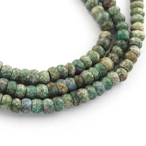 1 Strand Ruby Zoisite Faceted Rondelles - Round Shape Beads 6mm 8 Inches BR602