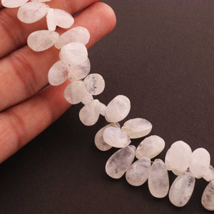 1  Strand White Rainbow Moonstone Faceted  Briolettes - Pear Shape Briolettes  10mmx7mm -15mmx8mm-10 Inches BR606