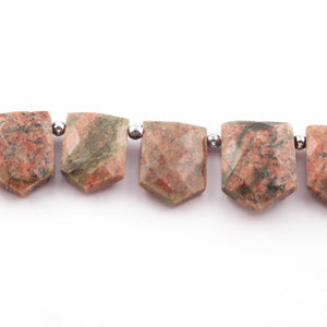 1 Strand Natural Unakite Faceted Pentagon Shape Briolettes - Jewelry Making Supplies - 13mmx16mm-14mmx20mm 9 Inch BR606