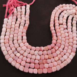 1 Strand Pink Opal Faceted  Cube Shape Briolettes -Box Shape Gemstone Beads 7mmx6mm-9mmx7mm 12 Inches BR647