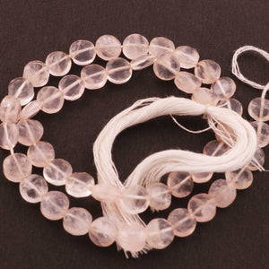 1 Strand Rose Quartz  Faceted Coin Shape Briolettes - Rose Quartz Briolettes  6 mm-13 Inches BR644