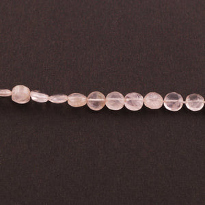 1 Strand Rose Quartz  Faceted Coin Shape Briolettes - Rose Quartz Briolettes  6 mm-13 Inches BR644