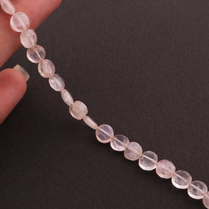 1 Strand Rose Quartz  Faceted Coin Shape Briolettes - Rose Quartz Briolettes  6 mm-13 Inches BR644