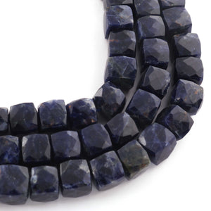 1 Long Strand Lapis Lazuli Faceted Cube Briolettes - Lapis Box shape Beads 7mm-9mm 9.5Inches BR611