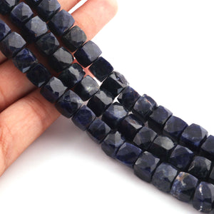 1 Long Strand Lapis Lazuli Faceted Cube Briolettes - Lapis Box shape Beads 7mm-9mm 9.5Inches BR611