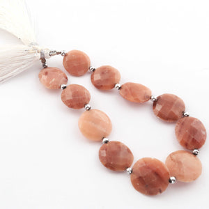 1 Strand Peach Moon Stone  Briolettes - Coin shape Beads -14mmx18mm- 9 Inches BR692