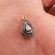 1 Pc Pave Diamond With Rose Cut Diamond 925 Sterling Silver & Vermeil Pear Pendant 17mmx10mm PDC726