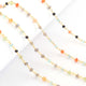 5 Feet Multi Stone Beaded Chain - Mix Stone Beads Wire Wrapped 24k Gold Plated Rosary Style Chain 3mm-4mm BDG122