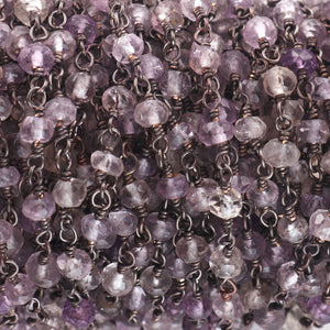 5 Feet Ametrine Rondelle Beaded chain Black wire wrapped Plated chain- 3mm SC341