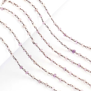 5 Feet Ametrine Rondelle Beaded chain Black wire wrapped Plated chain- 3mm SC341