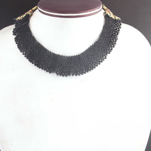 Black Hydro Beaded Necklace AAA Quality Gemstone Necklace Black Mat Necklace -2mm-3mm- 8 Inches - SPB0068 - Tucson Beads