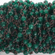 5 Feet Green Onyx 3.5mm Black Wire Rosary Beaded Chain - Beads wire wrapped chain Bdb003