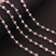 5 Feet Pink Opal 4mm 925 Silver Plated Rosary Beaded Chain-  Pink Opal Beaded Chain- BDG124