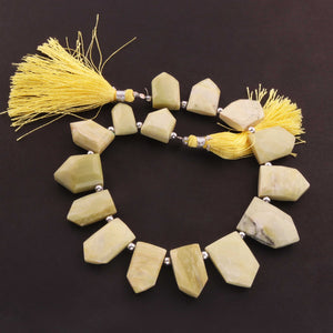 1 Strand Yellow Opal Faceted Briolettes - Pentagon Shape Briolettes  15mmx9mm -23mmx15mm- 8 Inches BR4377 - Tucson Beads