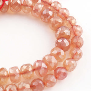 1 Strand Strawberry  Silver Coated  Faceted Rondelles - Roundelle Beads - 7mm-8mm - 7 Inches BR210