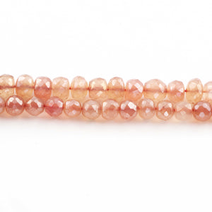 1 Strand Strawberry  Silver Coated  Faceted Rondelles - Roundelle Beads - 7mm-8mm - 7 Inches BR210