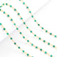 5 Feet Green Onyx Rosary Style Beaded Chain - BULK Wholesale Green Onyx 24k gold Plated Wire Wrapped Chain BDG091