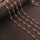 5 Feet Multi Stone Beaded Chain - Garnet & White Rainbow Moonstone  Beads Wire Wrapped 24k Gold Plated Rosary Style Chain 3mm BDG137