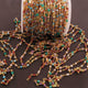 5 Feet Mix Stone 2mm-3mm 24k Gold Plated Rosary Beaded Chain- Mix Stone Beaded Chain-NSC0053