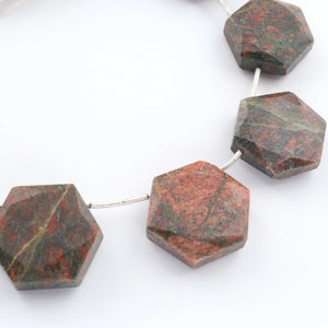 1   Strand  Unakite Faceted Briolettes - Hexagon Shape Briolettes - 13mm23mm - 9 Inches br03396 - Tucson Beads