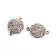 1 Pc Pave Diamond Round Disc 925 Sterling Silver Double Bail Connector - Diamond Connector 16mmx11mm Pdc1380