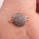 1 Pc Pave Diamond Round Disc 925 Sterling Vermeil Double Bail Connector - Diamond Connector 21mmx14mm Pdc1270