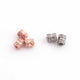 1 Pc Two Step Pave Diamond 925 Sterling Silver & Rose Gold Vermeil Rondelles Beads - Diamond Rondelles Bead 4mm PDC543