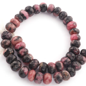 1 Long Strand  Rhodonite  Faceted Round Balls beads - Gemstone ball Beads 8mm-9mm10.5 Inches BR792