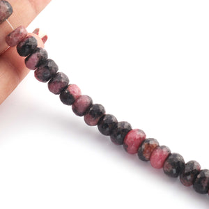 1 Long Strand  Rhodonite  Faceted Round Balls beads - Gemstone ball Beads 8mm-9mm10.5 Inches BR792