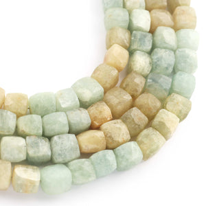 1 Strand Amazonite Faceted Cube Briolettes - Box Shape Beads 5mm-7mm 8 Inch BR797