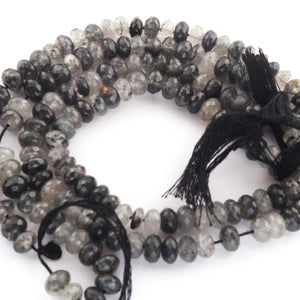 1 Long Strand Black Rutile Faceted Rondelles - Gemstone Rondelles 7mm 14 Inches BR785