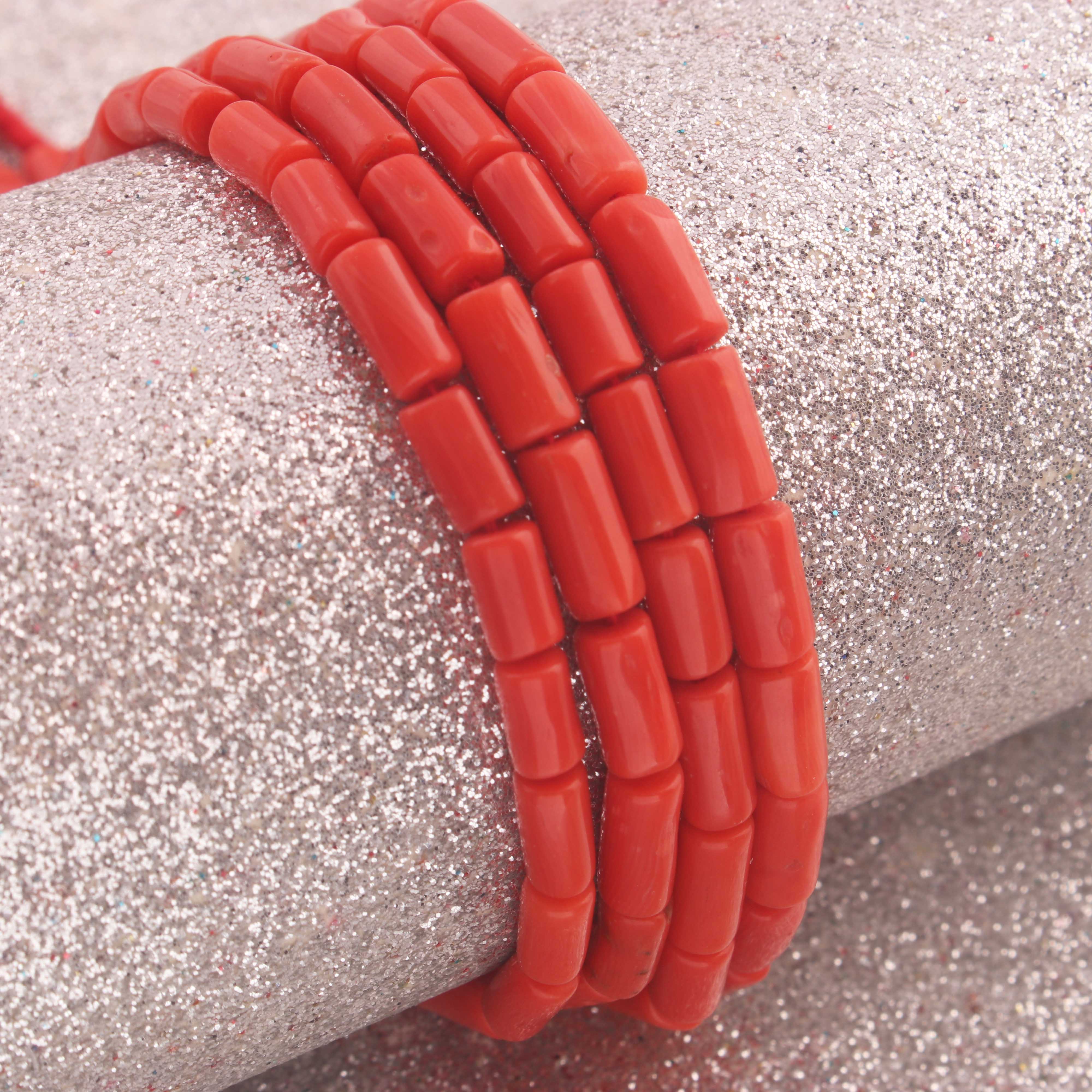 1 Long Strand AAA Natural Italian Coral Smooth Tube Beads -Original Red  Orange Coral Gemstone Cylinder Beads - 4mm-9mm - 17 Inches -BR03129 |  Tucson Beads