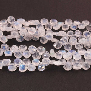 1 strand White Rainbow Moonstone Faceted Briolettes - Heart Shape  6mm-9mm-10 inches BR1027