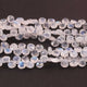 1 strand White Rainbow Moonstone Faceted Briolettes - Heart Shape  6mm-9mm-10 inches BR1027