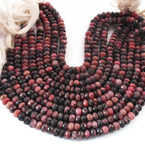 1 Strand Rhodonite Faceted Rondelles Briolettes - Roundelle Beads 7mm-8mm 10 Inches BR1020