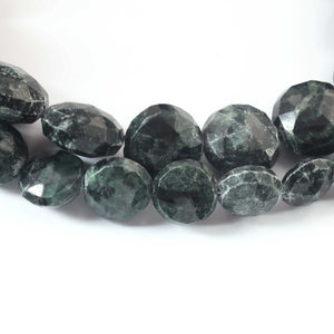 1  Strand Shaded Emerald Faceted Briolettes  -Coin Shape Briolettes  12mmx15mm - 10.5 Inches BR1037